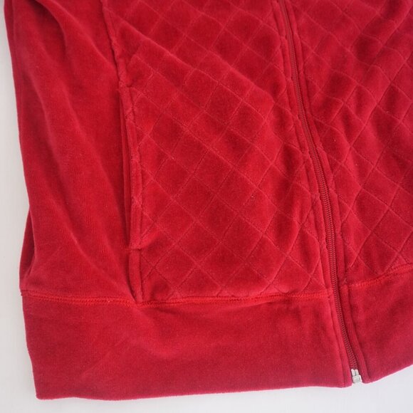 Vintage Jessica Red Quilt Diamond Print Pattern Velour Two-Piece Matching Set M - Picture 6 of 14